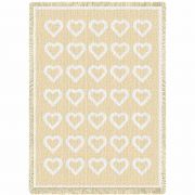 Basketweave Hearts Natural Blanket 48x69 inch