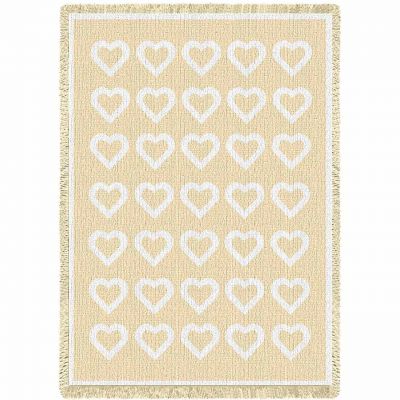 Basketweave Hearts Natural Blanket 48x69 inch - 666576000044 - 257-A