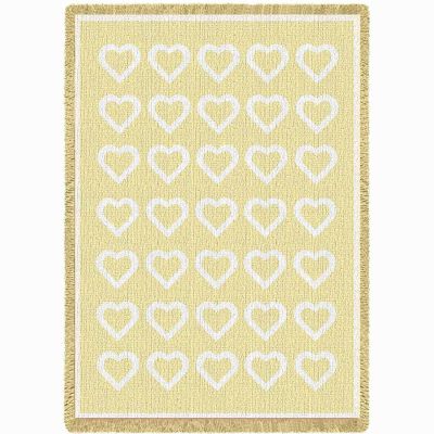 Basketweave Hearts Chenille Natural Mini Blanket 48x35 inch - 666576086048 - 4546-A