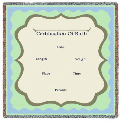 Boy Birth Certificate Small Blanket 53x53 inch - 666576703266 - 6574-LS