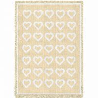Basketweave Hearts Natural Small Blanket 48x35 inch