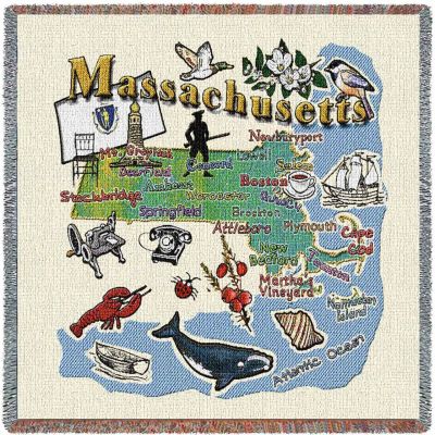 Massachusetts State Small Blanket 54x54 inch - 666576090342 - 3918-LS