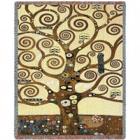 Stoclet Frieze - Tree of Life - Gustav Klimt - Cotton Woven Blanket Throw -  (72x54)