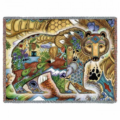 Grizzly Bear Blanket by Artist Sue Coccia 70x53 inch - 666576808750 - 7425-T