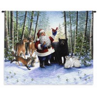 Santa In The Forest Wall Tapestry 31x25.5 inch