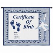 Birth Certificate Boy Wall Tapestry 33x26 inch
