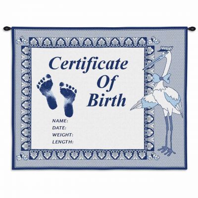 Birth Certificate Boy Wall Tapestry 33x26 inch - 666576079842 - 3534-WH