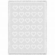 Basketweave Hearts White Blanket 48x69 inch