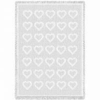 Basketweave Hearts White Blanket 48x69 inch
