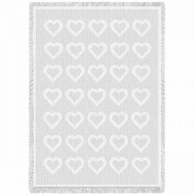 Basketweave Hearts White Blanket 48x69 inch - 666576001454 - 4480-A