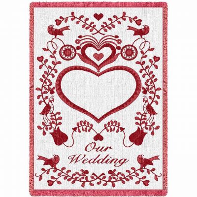 Our Wedding Cranberry Blanket 48x69 inch - 666576007296 - 5961-A