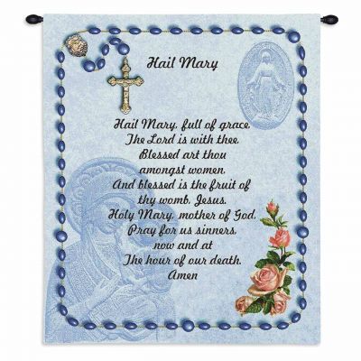 Hail Mary Wall Tapestry 34x26 inch - 666576695868 - 3255-WH