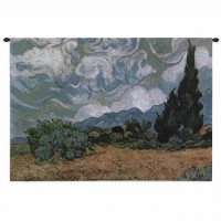 Wheat Field with Cypresses Wall Tapestry 32x27 inch