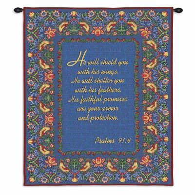 Psalms 91:4 Wall Tapestry 34x26 inch - 666576695837 - 3280-WH
