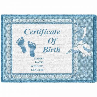 Birth Certificate Blue Small Blanket 48x35 inch - 666576111818 - 3534-A