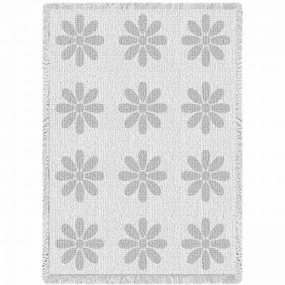 Flowers White Natural Small Blanket 48x35 inch - 666576105657 - 4462-A