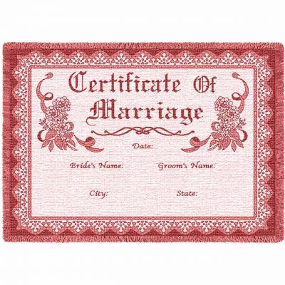 Certificate Of Marriage Rose Small Blanket 48x35 inch - 666576039495 - 4475-A