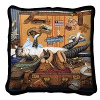 Mabel The Stowaway Textured Hand Finished Elegant Woven Throw Pillow Cover 100% Cotton  Size 17x17