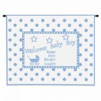 Welcome Baby Boy Wall Tapestry 32x26 inch