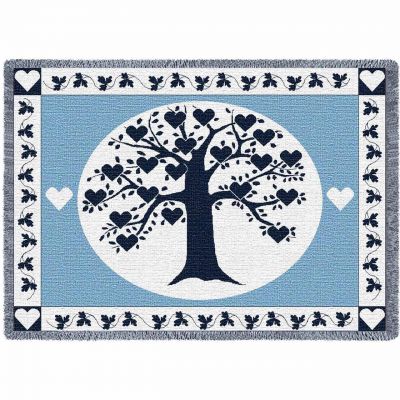 Family Tree Hearts Navy Blanket 48x69 inch - 666576000792 - 4523-A