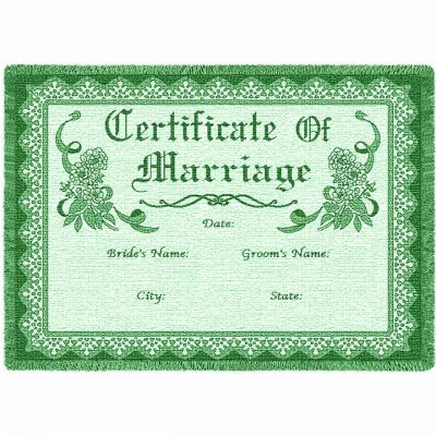 Certificate Of Marriage Green Small Blanket 48x35 inch - 666576039488 - 4474-A