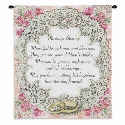 Marriage Blessing II Wall Tapestry 34x26 inch - 666576696025 - 3176-WH