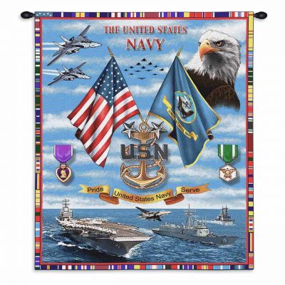 Navy Sea Power Wall Tapestry 26x34 inch - 666576041085 - 1091-WH