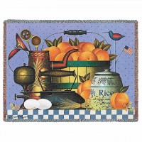 Peaches Blanket by Artist Charles Wysocki 54x70 inch