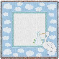 Stork Clouds Blue Small Blanket 53x53 inch