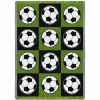 Soccer Balls Green and Black Blanket 48x69 inch
