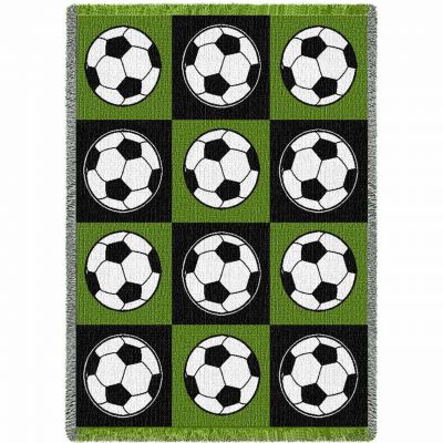 Soccer Balls Green and Black Blanket 48x69 inch - 666576097945 - 4402-A