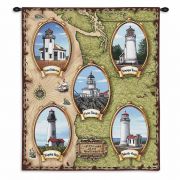 Lighthouses of the Northwest Wall Tapestry 26x32 inch