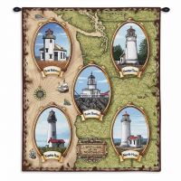 Lighthouses of the Northwest Wall Tapestry 26x32 inch