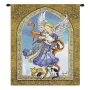Angel and Cats Wall Tapestry 26x34 inch