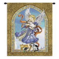 Angel and Cats Wall Tapestry 26x34 inch
