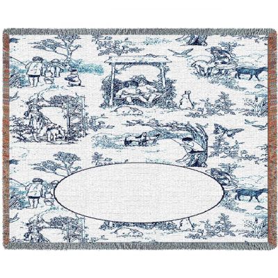 Childhood Toile Blue Mini Blanket 34x53 inch - 666576124078 - 5789-T