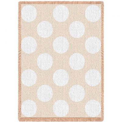 Polka Dots Natural Small Blanket 48x35 inch - 666576105732 - 4394-A