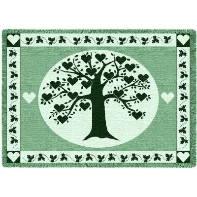 Family Tree Hearts Hunter Blanket 48x69 inch - 666576000808 - 4524-A