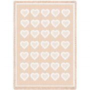 Basketweave Hearts Chenille Natural Blanket 48x68 inch