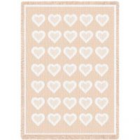 Basketweave Hearts Chenille Natural Blanket 48x68 inch