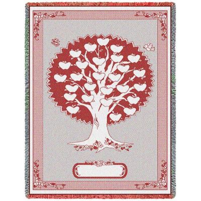 Monogram Tree Cranberry Blanket 48x69 inch - 666576001041 - 5975-A