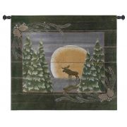 Moonlight Moose Small Wall Tapestry 34x26 inch