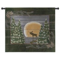Moonlight Moose Small Wall Tapestry 34x26 inch