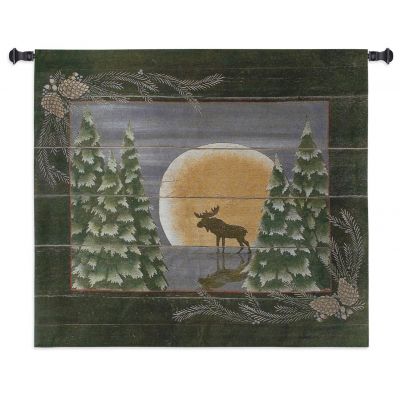 Moonlight Moose Small Wall Tapestry 34x26 inch - 666576074625 - 3216-WH