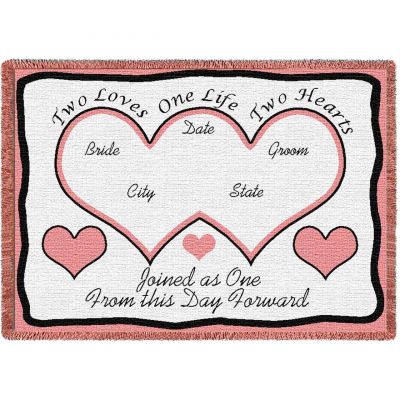 Two Hearts Pink Blanket 69x48 inch - 666576079224 - 3263-A