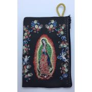 Small Rosary Pouch -Our Lady of Guadalupe with Flowers (3" x 4")
