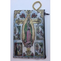 Medium Rosary Pouch -Our Lady of Guadalupe with Retablos (4" x 6") Medium Rosary Pouch -Our Lady of Guadalupe with Retablos (4" x 6")