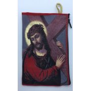 Medium Rosary Pouch -Jesus with Cross (4" x 6")