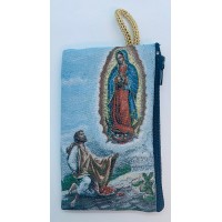 Small Rosary Pouch -Our Lady of Guadalupe with St. Juan Diego (3" x 4")