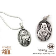 Italian Silver Medal (Sacred Heart of Jesus & Mary) pack of 6 pc